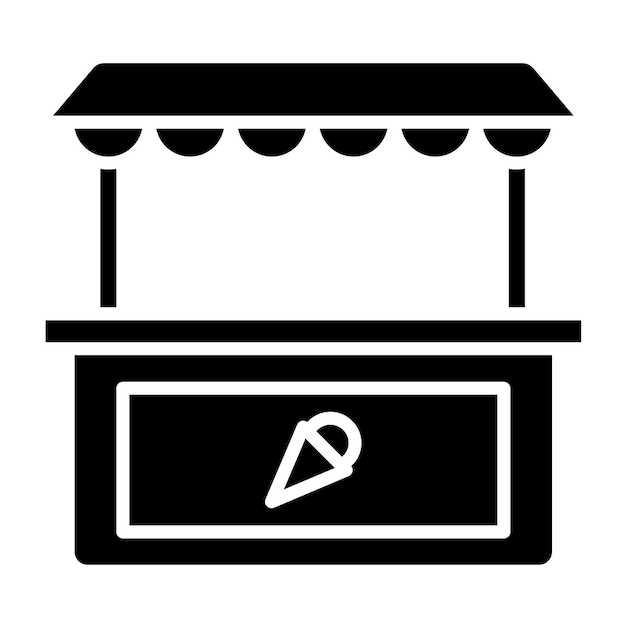 Diseño vectorial del estilo del icono del puesto de helados