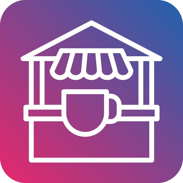 Diseño vectorial del estilo del icono del puesto de té