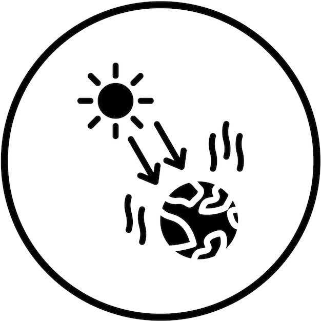 Diseño vectorial Estilo del icono de radiación solar