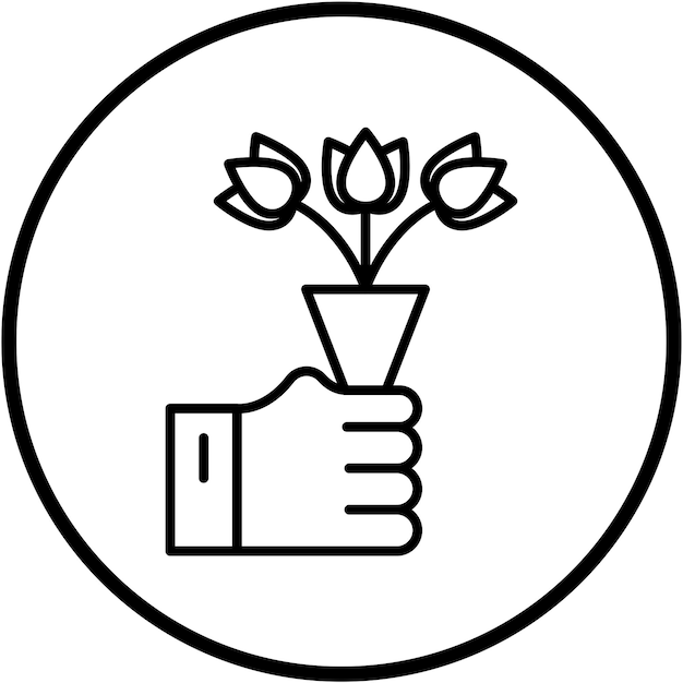Diseño vectorial Estilo del icono del ramo de manos
