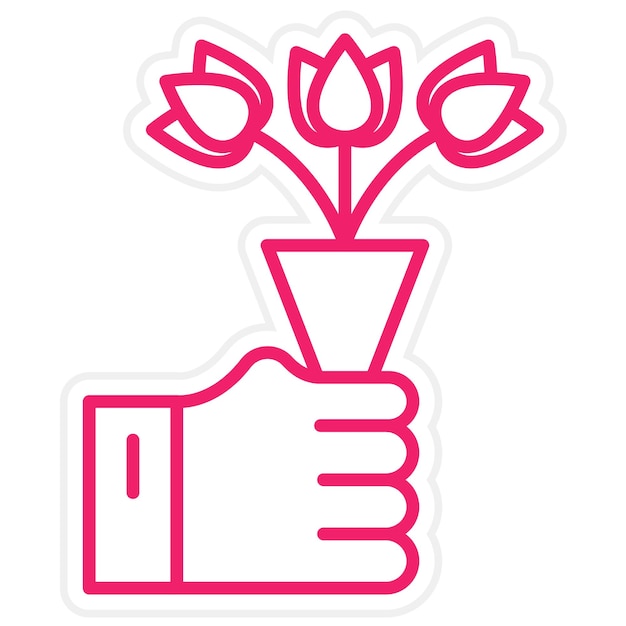 Diseño vectorial Estilo del icono del ramo de manos