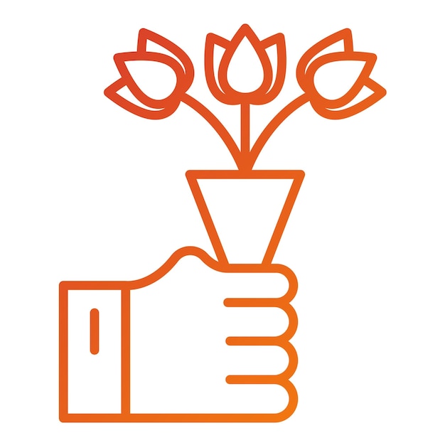 Diseño vectorial Estilo del icono del ramo de manos