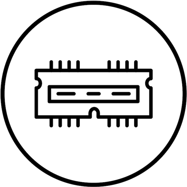 Diseño vectorial del estilo del icono de la ranura de RAM