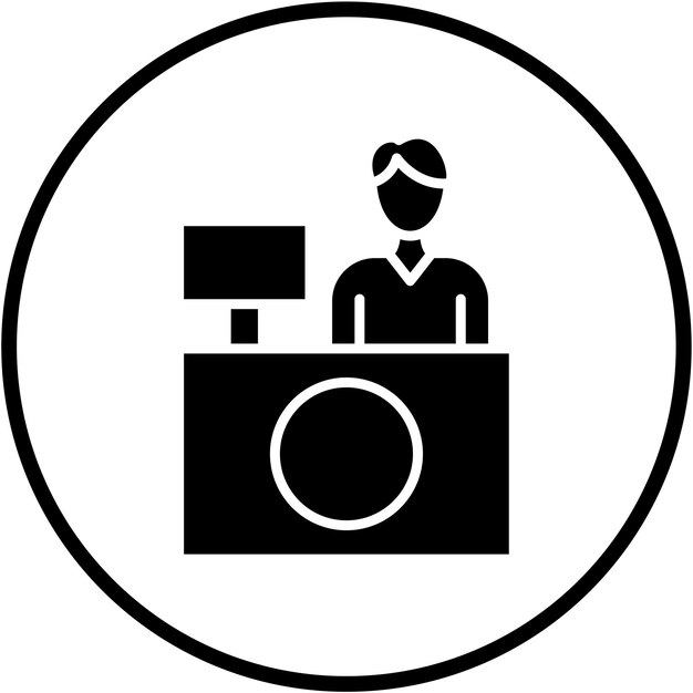 Diseño vectorial Estilo del icono de la recepción del hotel