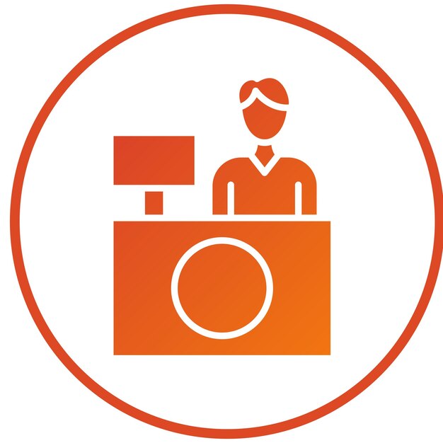 Diseño vectorial Estilo del icono de la recepción del hotel