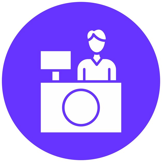 Diseño vectorial Estilo del icono de la recepción del hotel