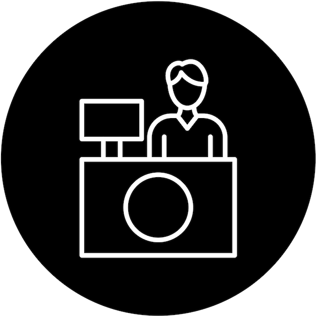Diseño vectorial Estilo del icono de la recepción del hotel