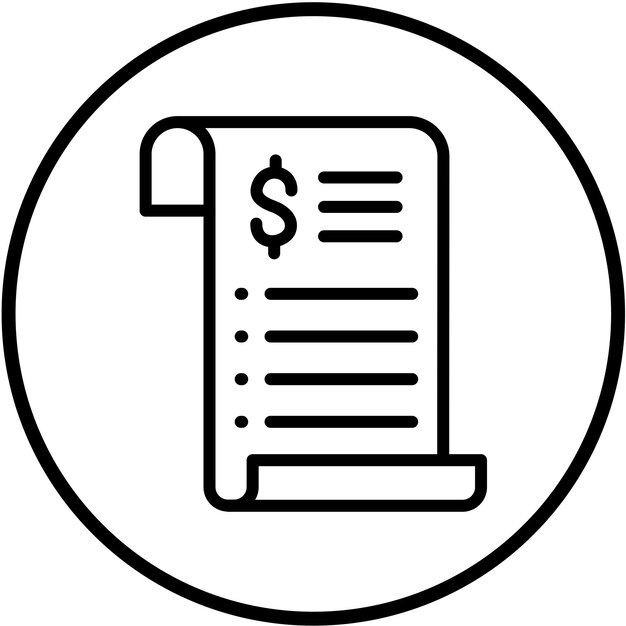 Diseño vectorial Estilo del icono del recibo de compras