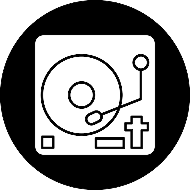 Diseño vectorial del estilo del icono del reproductor de vinilo