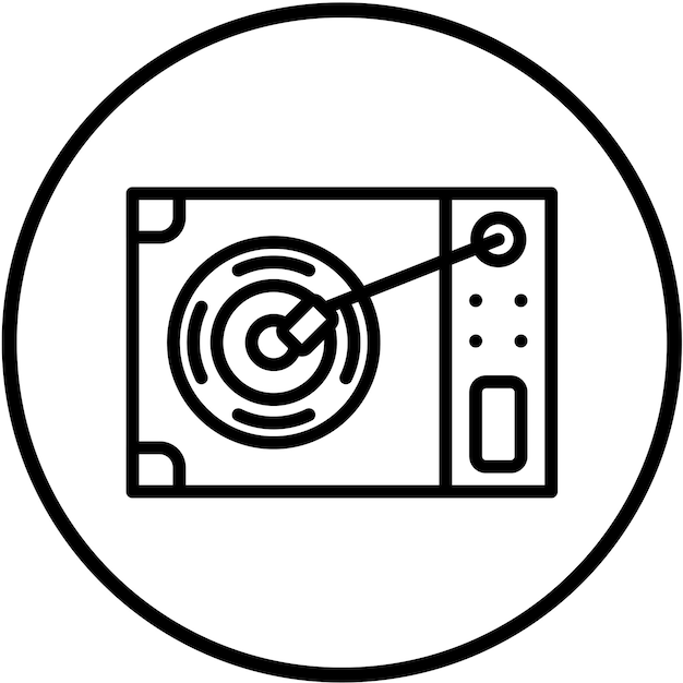 Diseño vectorial del estilo del icono del reproductor de vinilo