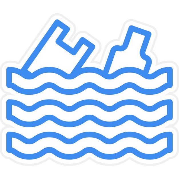 Diseño vectorial Estilo del icono de residuos oceánicos