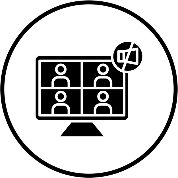 Diseño vectorial Estilo del icono de la reunión de Mute