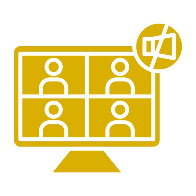 Diseño vectorial Estilo del icono de la reunión de Mute