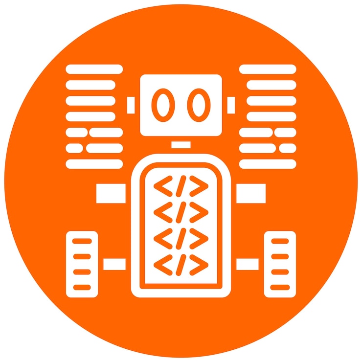Vector diseño vectorial estilo de icono de robot programado