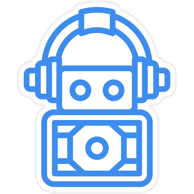 Diseño vectorial Estilo del icono del robot de servicio al cliente