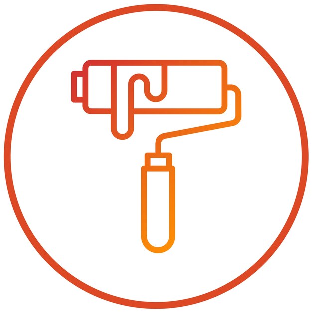Diseño vectorial Estilo del icono del rodillo de pintura