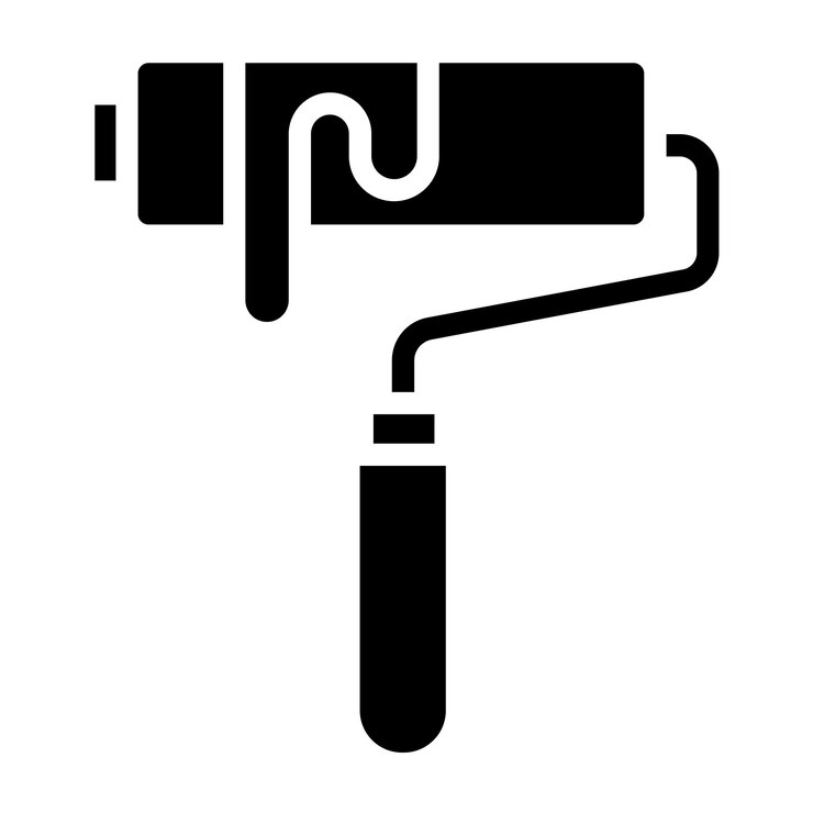 Diseño vectorial Estilo del icono del rodillo de pintura