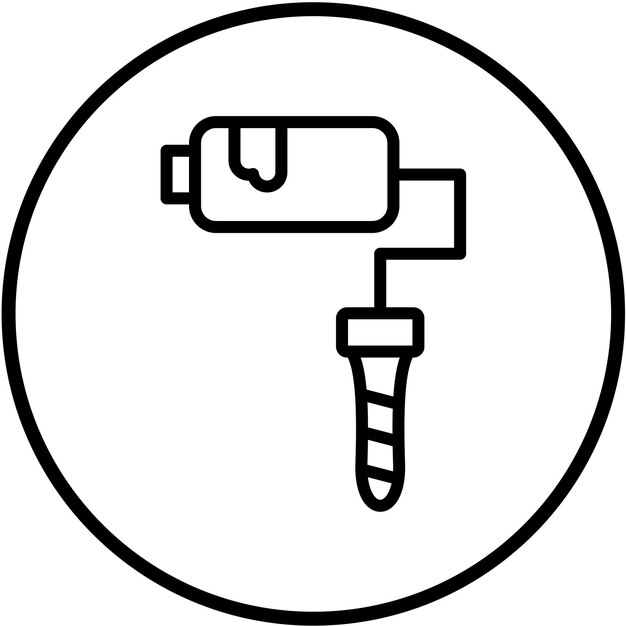Diseño vectorial Estilo del icono del rodillo de pintura