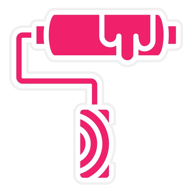 Diseño vectorial Estilo del icono del rodillo de pintura