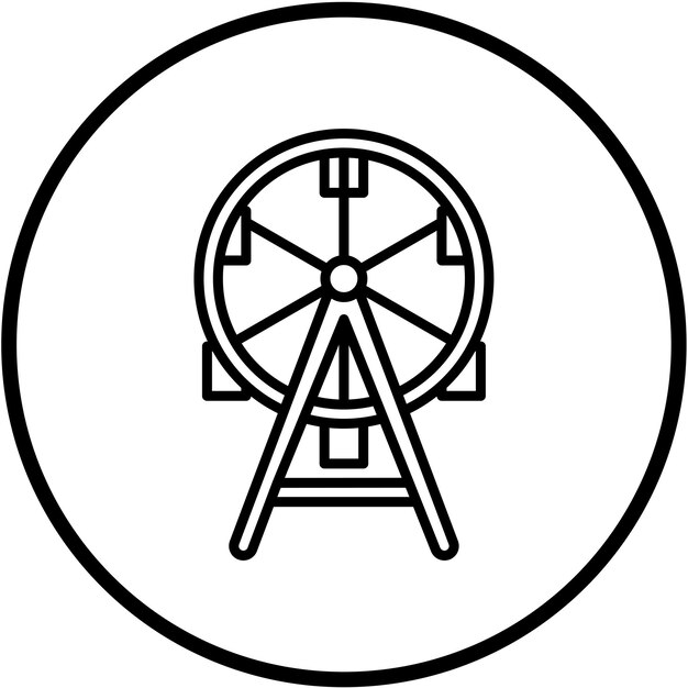 Diseño vectorial del estilo del icono de la rueda gigante