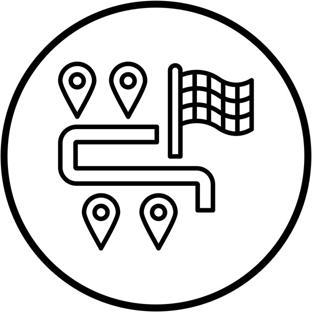 Diseño vectorial Estilo del icono de la ruta de la carrera