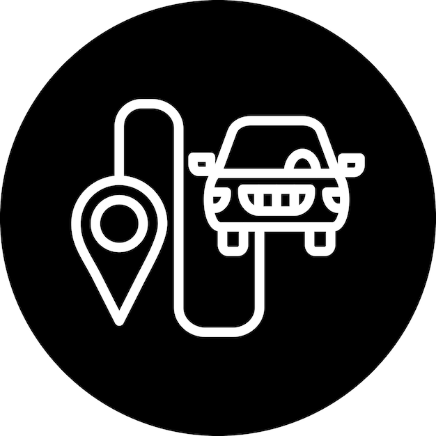 Diseño vectorial Estilo del icono de la ruta de conducción