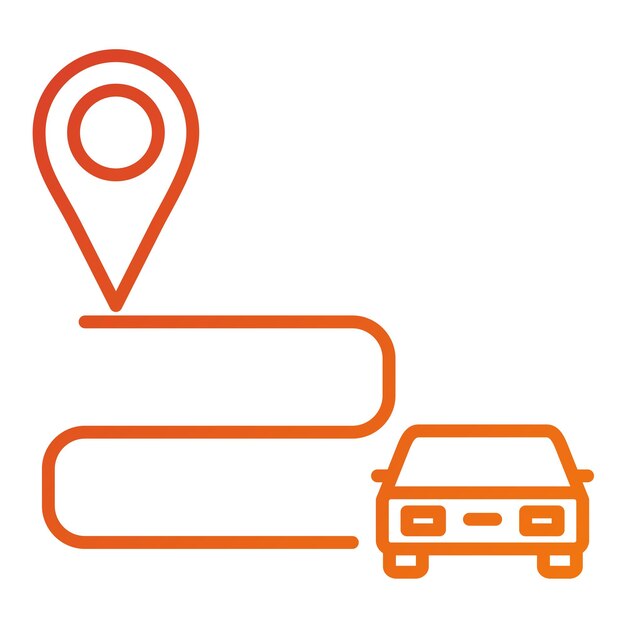 Diseño vectorial Estilo del icono de la ruta de conducción
