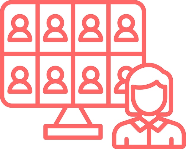 Diseño vectorial Estilo del icono de la sala de equipo virtual