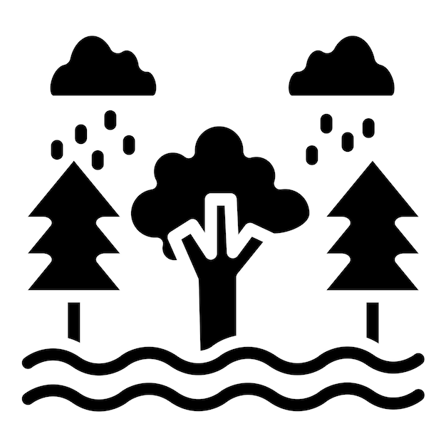 Diseño vectorial del estilo del icono de la selva tropical