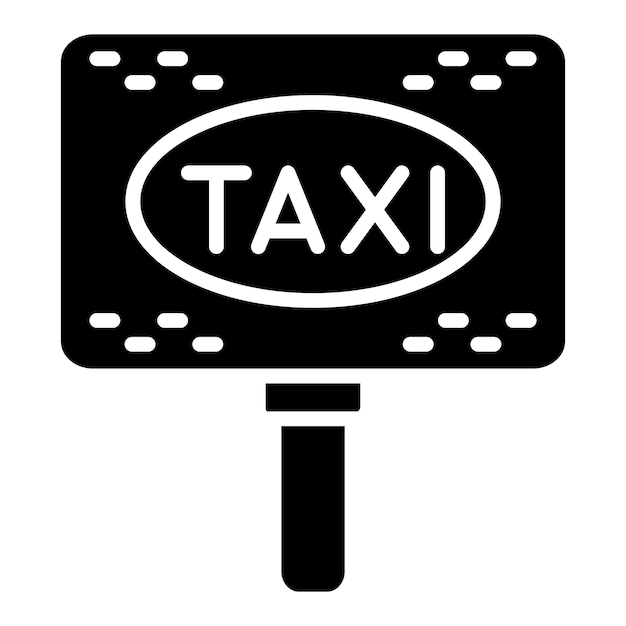 Diseño vectorial del estilo del icono de la señal de taxi