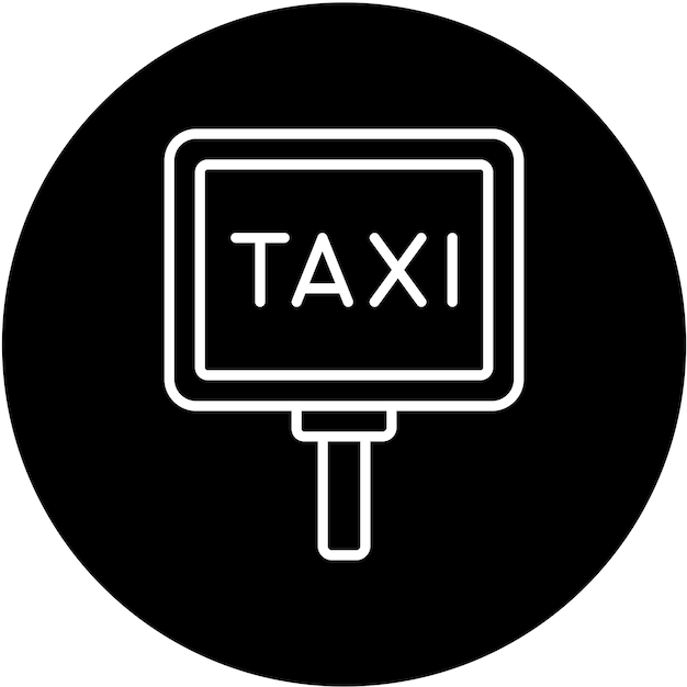 Diseño vectorial del estilo del icono de la señal de taxi