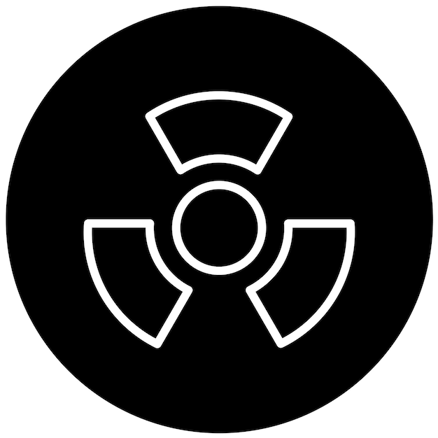 Diseño vectorial estilo del icono del símbolo radiactivo