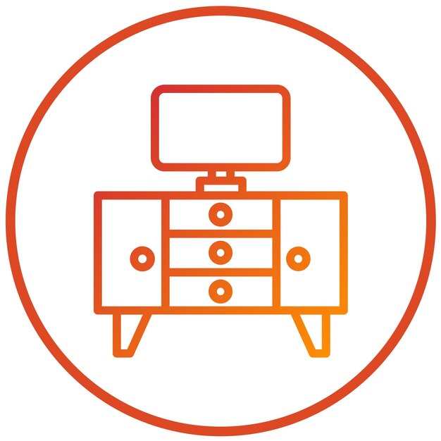 Diseño vectorial del estilo del icono del soporte de TV
