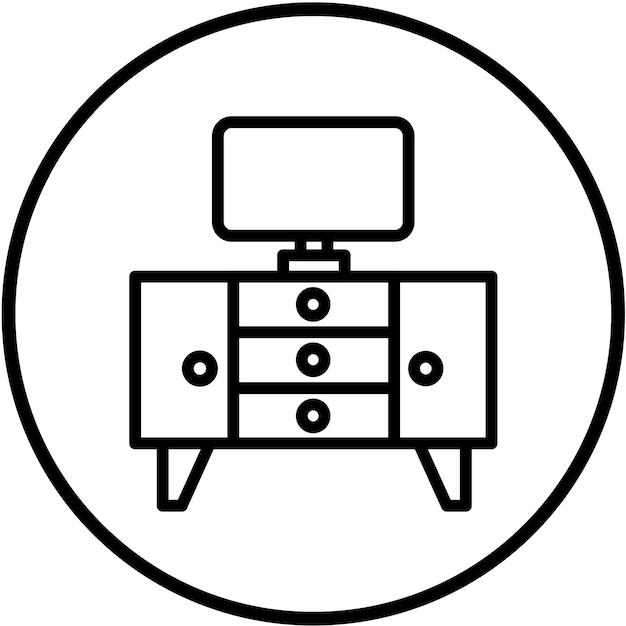 Diseño vectorial del estilo del icono del soporte de TV