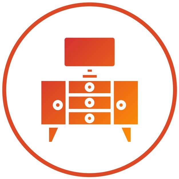 Diseño vectorial del estilo del icono del soporte de TV