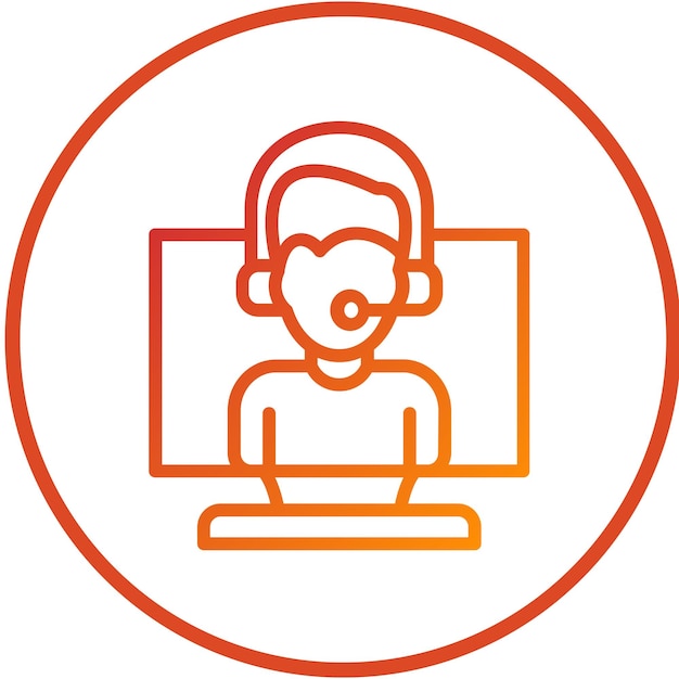 Diseño vectorial Estilo de icono de soporte virtual