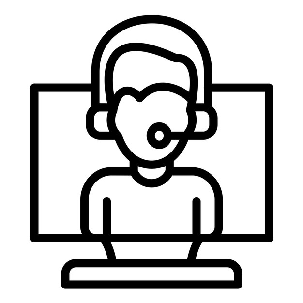 Diseño vectorial Estilo de icono de soporte virtual
