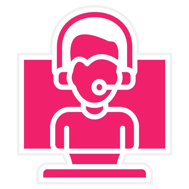 Diseño vectorial Estilo de icono de soporte virtual