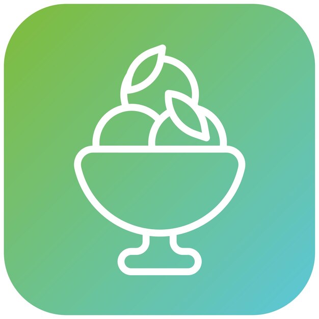 Diseño vectorial del estilo del icono de la sorbeta de frutas