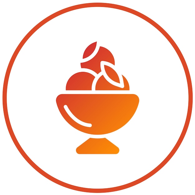 Diseño vectorial del estilo del icono de sorbete de frutas