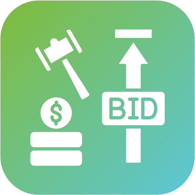 Diseño vectorial Estilo del icono de la subasta de oferta máxima