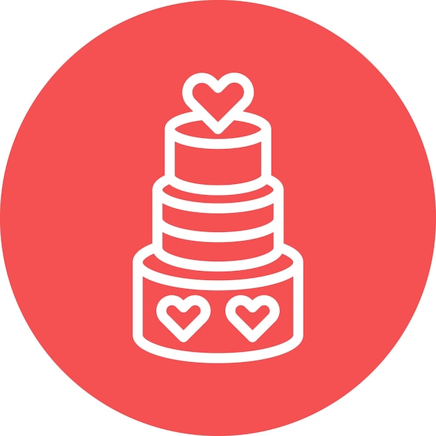 Diseño vectorial Estilo del icono de la tarta de bodas