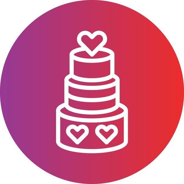 Diseño vectorial Estilo del icono de la tarta de bodas