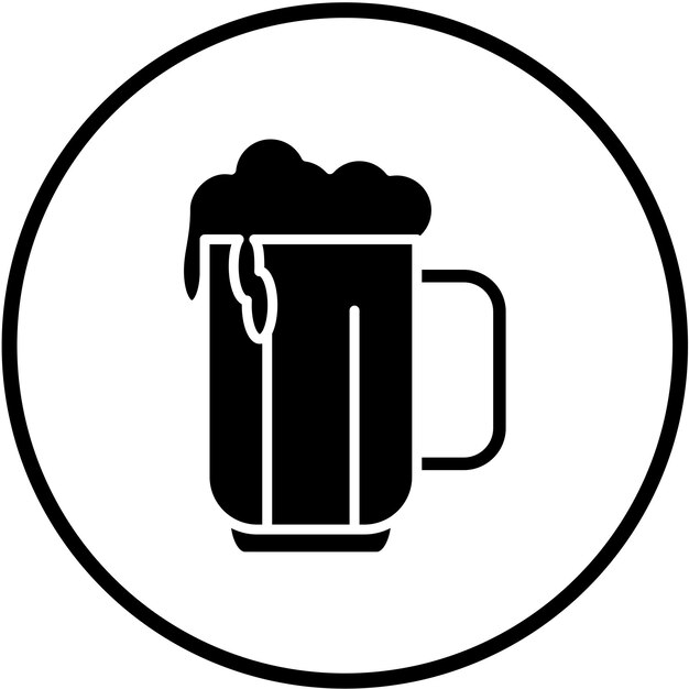 Diseño vectorial del estilo del icono de la taza de cerveza