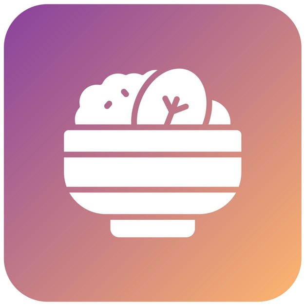 Diseño vectorial del estilo del icono de la taza de ensalada
