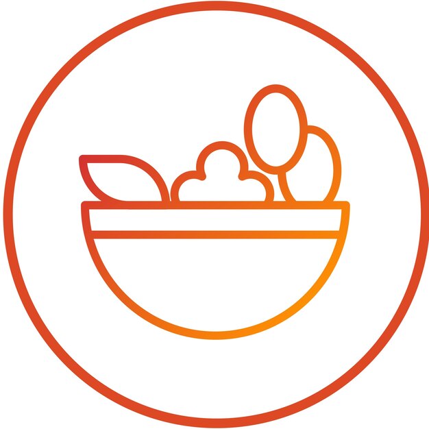 Diseño vectorial del estilo del icono de la taza de ensalada
