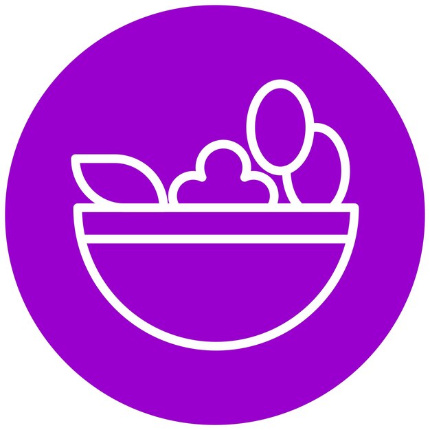 Diseño vectorial del estilo del icono de la taza de ensalada