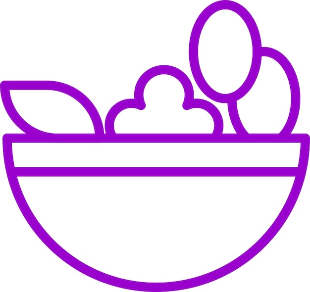 Diseño vectorial del estilo del icono de la taza de ensalada
