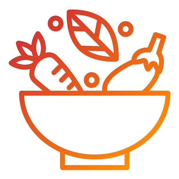 Diseño vectorial del estilo del icono de la taza de verduras