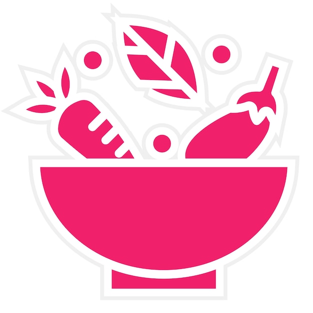Diseño vectorial del estilo del icono de la taza de verduras